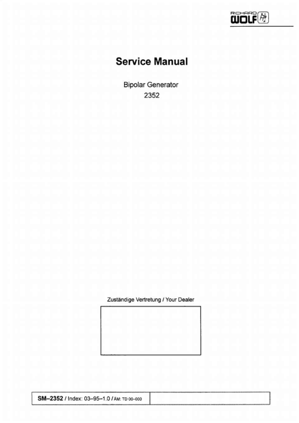 2352 Generator Service Manual V1.0 March 1995 PDF Download